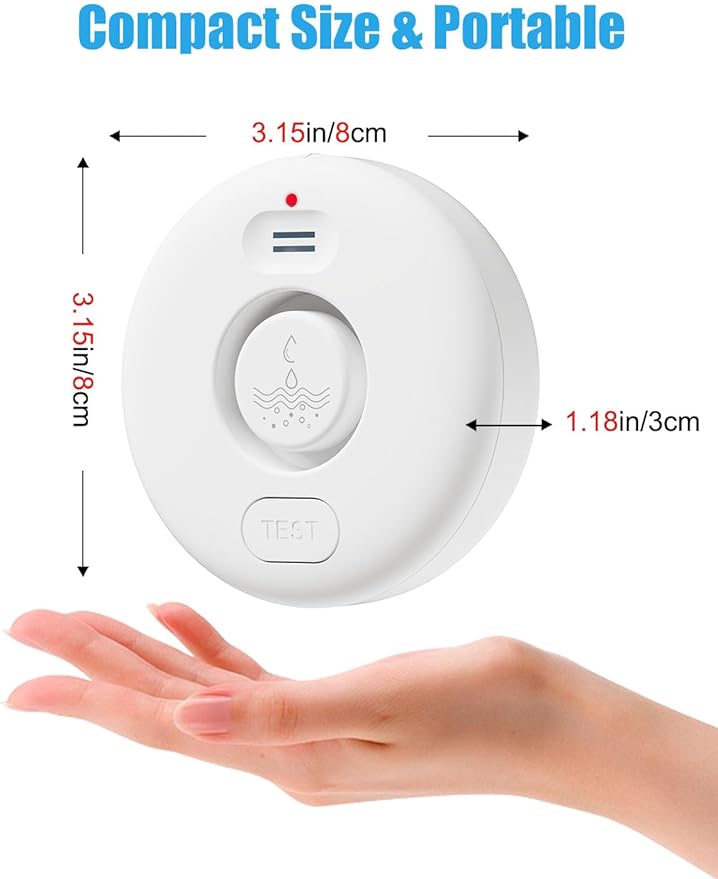 WD71 Water Leak Detector for WiFi Gateway/Hub, 120dB Adjustable Wireless Water Sensor Alarm, Smart Water Leak Alarm for Laundry, Kitchen, Basement, Home Bathroom (Gateway Not Included) - Image 8