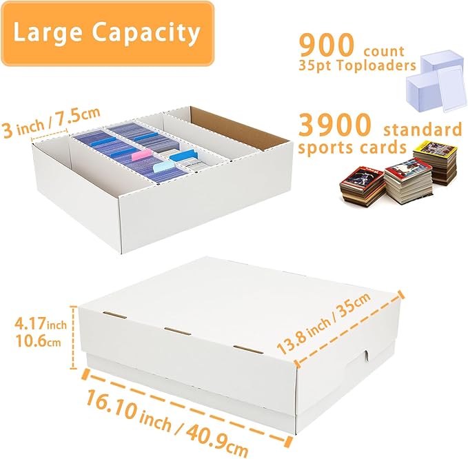 Sports Card Boxes 3900-16000 Count Cardboard Card Storage Box White Bulk Card Storage Baseball Card Boxes with 32 Dividers Sports Cards Storage Box - Image 2