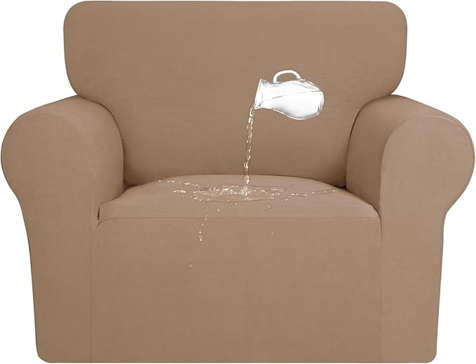 PureFit 100% Dual Waterproof Couch Cover Slipcovers for Couches and Sofas - Stretch Non Slip Fleece Sofa Covers Washable, Leakproof Furniture Protector for Kids, Pets, Dog (Chair, Camel) by PureFit