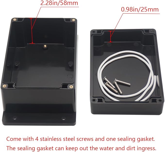 Project Box ABS Plastic Black Electrical Boxes IP65 Waterproof DIY Electronic Junction Box Power Enclosure with Fixed Ear 6.2x4.3x3.5 inch (160x110x90 mm) - Image 4