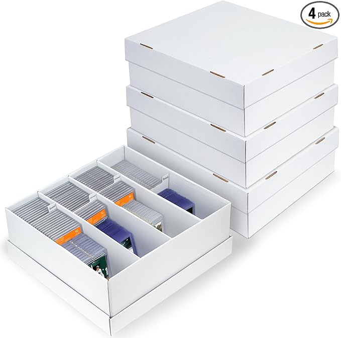 Pulchra 4 Pack Trading Graded Card Storage Box - 4 Rows Graded Card Case Holds 176 PSA Slab Cards, Graded Card, Cardboard Holder Organizer Boxes with Dividers for Sport Cards PSA/GMA/CSG/SGC/HGA/MTG by Unknown