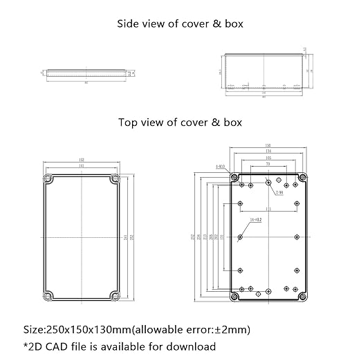 Junction Box，9.8"x 5.9"x 5.1" Outdoor Electrical Box with Mounting Plate, IP67 Dustproof Waterproof ABS Plastic Project Box, DIY Electrical Enclosure Gray (250x 150x 130 mm) - Image 8
