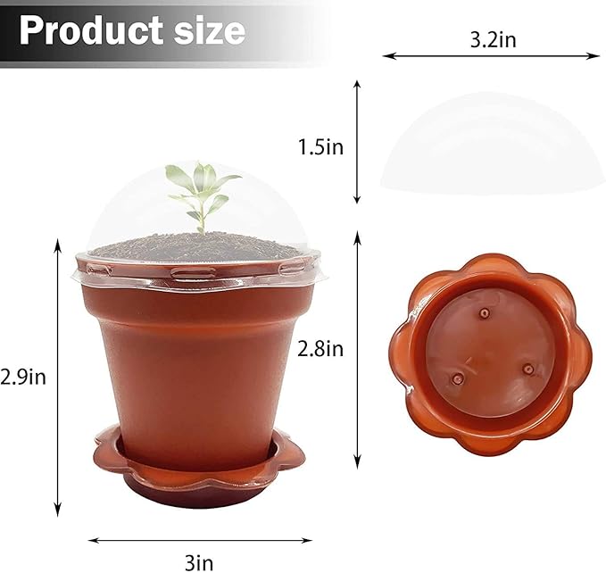 50 Packs Cupcake Plant Nursery Pots with Humidity Dome- Planting Containers Cups- Small Flower Pots with Trays & Lids for Indoor Outdoor Seedling Succulent Vegetable (Wine Red) - Image 3