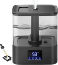 KZF 4L Top Fill Humidifiers for Bedroom & 60H Runtime - Cool Mist Humidifier, 3 Mist Levels, 8H Timer, Essential Oil Tray, Humidity Display, Quiet for Bedroom, Baby, Plants, Large Room (Black, 6L) by BreathePureLiveNaturally