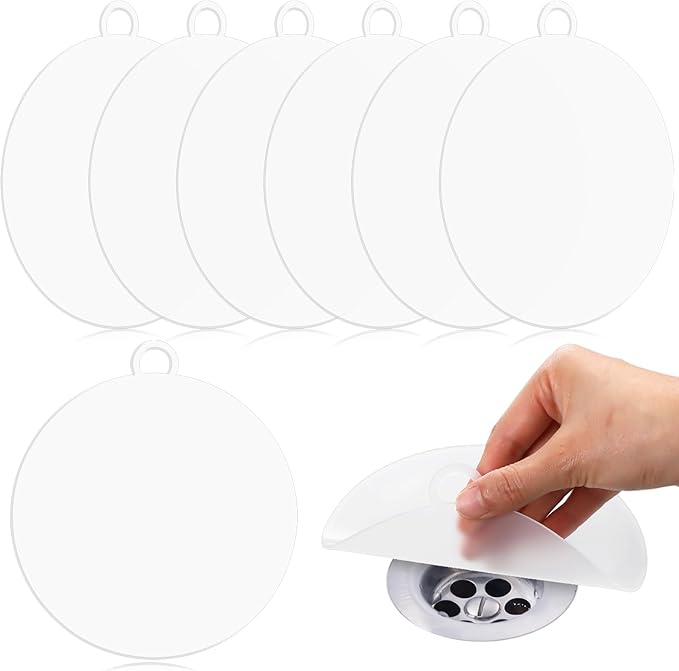 Yinkin 6 Pcs Drain Covers to Keep Bugs Out Silicone Shower Floor Tub Stoppers Bathtub Drain Stoppers Sewer Anti-Odor Mats Deodorizing Plugs for Bathroom(6 x 6 Inch,Round,White) by Yinkin