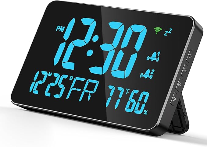 for Tuya WiFi Temperature Humidity Clock, Large LED Display with 4 Level Adjustable Brightness, Remote Monitoring via APP, Temperature Alarm, for Home Office Warehouse Greenhouse (Blue) by Unknown