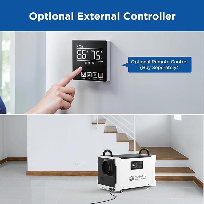 155 Pint Commercial Dehumidifier with Drain Hose for Crawl Spaces, Basements, Industry Water Damage Unit, Large Capacity, Compact, Portable, Auto Defrost, Memory Starting - Image 7