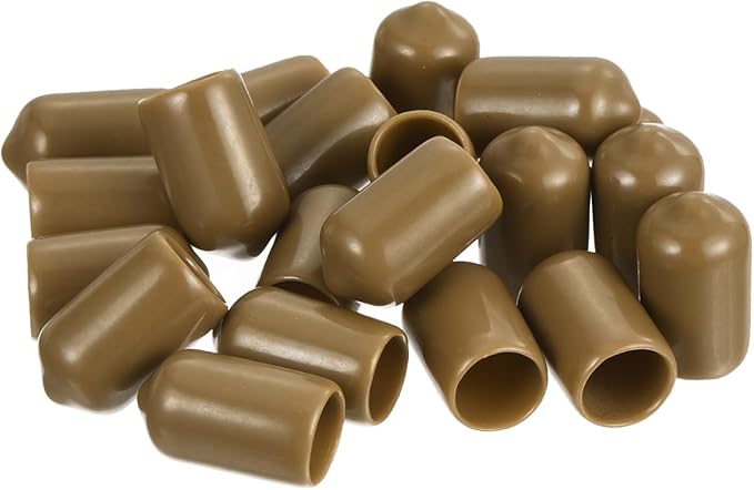 uxcell 20pcs Rubber End Caps 9mm(3/8") ID Vinyl PVC Round Tube Bolt Cap Cover Screw Thread Protectors Light Brown - Image 4