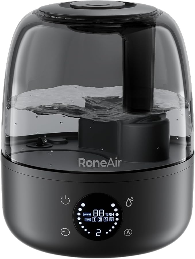 Humidifiers for Bedroom Large Room Home, 3L Cool Mist Humidifiers for Baby Nursery & Plants, Ultrasonic, Oil Diffuser, Timer, Auto Shut-Off, 360° Nozzle, 26dB Quiet, Automatic Mode by AirMeetsInnovation
