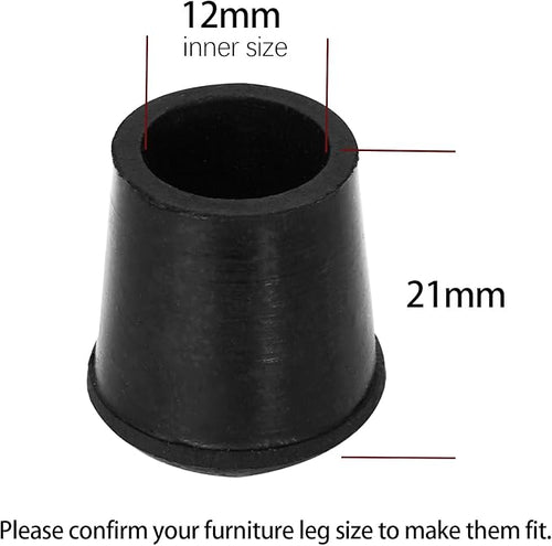 10 PCS Black Round Rubber Chair Leg Caps Tips, Vinyl Rubber End Kits, Soft Touch Table Feet Cover, Anti Slip Floor Protector, 1/2 inch (12mm) - Image 2