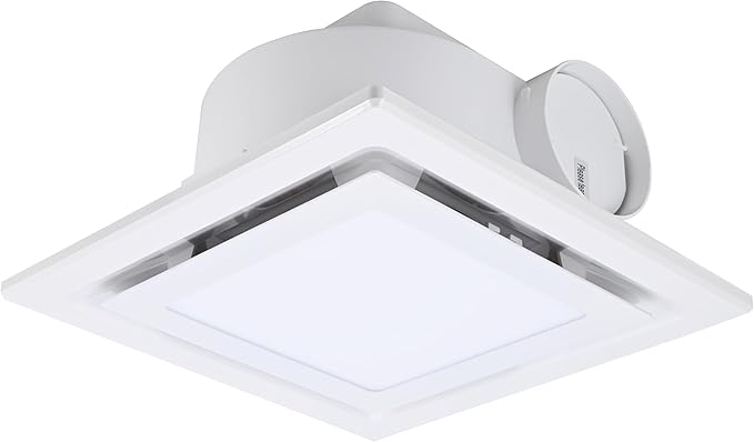 FEITON Square Bathroom Exhaust Fan with Light, 160 CFM 35W 4 Inch Duct, 100-240V 1.0 Sones Quiet Bathroom Ceiling Fan, Shower Fan Light Combo(Mounting Hole: 10.2 x 10.2 Inches) by FEITON