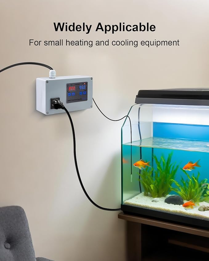 1100W Digital Temperature Controller, 110V 10A Thermostat Switch with Waterproof NTC 10K Sensor Probe, for Refrigerator Freezer Aquarium Heaters or Cooling Devices - Image 6