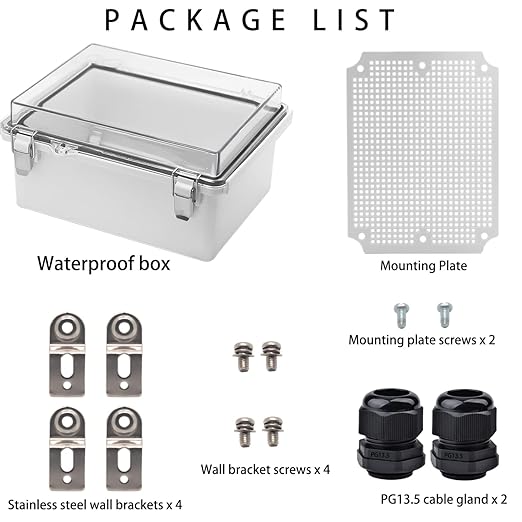 Outdoor Waterproof Electrical Box Junction Box Weatherproof IP67 ABS Plastic Enclosure Switch Router Project Box Electronics Enclosure with Mounting Plate Wall Bracket Clear 8.7"x6.7"x4.3" - Image 4