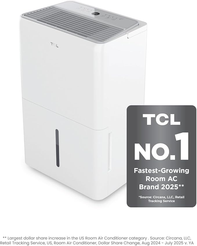 TCL 4,500 Sq. Ft. Smart Dehumidifier, Energy Star, 50 Pints Per Day, Moisture & Humidity Absorber for Bedroom, Bathroom, Basement & Other Rooms, Works with Alexa/Google Assistant - Image 10