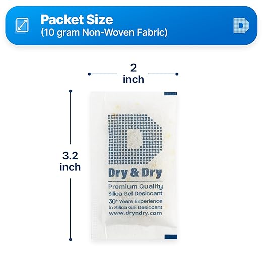 Dry & Dry 10 Gram [110 Packets] Premium Orange Indicating Silica Gel Packets Desiccants - Food Safe Silica Packets Silica Gel Silica Gel Packets - Image 6