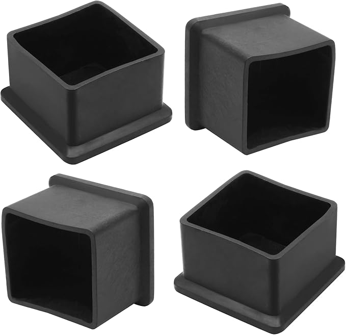 4 Pcs Square PVC Furniture Leg Caps (1-1/2" x 1-1/2"), Vinyl Flexible Chair Leg Floor Protectors for Patio Indoor Chair Table Bed, 38mm x 38mm by Bonsicoky
