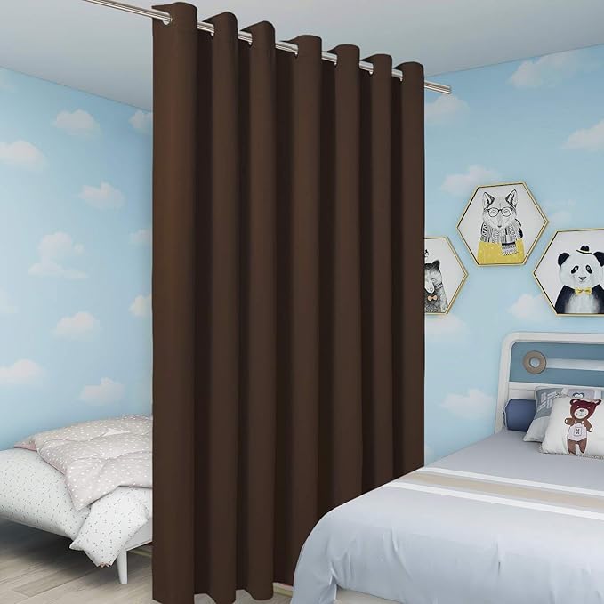 BONZER Extra Wide Room Divider Curtain Screen Partitions Total Privacy Wall Noise Reducing Blackout Curtains for Living Room, 96L x 150W Inch (8L x 12.5W ft), 1 Panel, Chocolate - Image 4