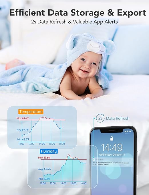 Govee WiFi Temperature Sensor H5179, Smart Hygrometer Thermometer with App Notification, 2 Years Data Storage Export, Remote Monitor for Room Greenhouse Incubator Wine Cellar, 2 Pack - Image 5