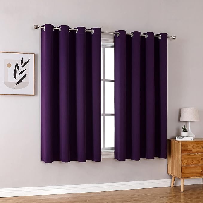 ChrisDowa Grommet Blackout Curtains for Bedroom and Living Room - 2 Panels Set Thermal Insulated Room Darkening Curtains (Royal Purple, 52W x 63L) - Image 6