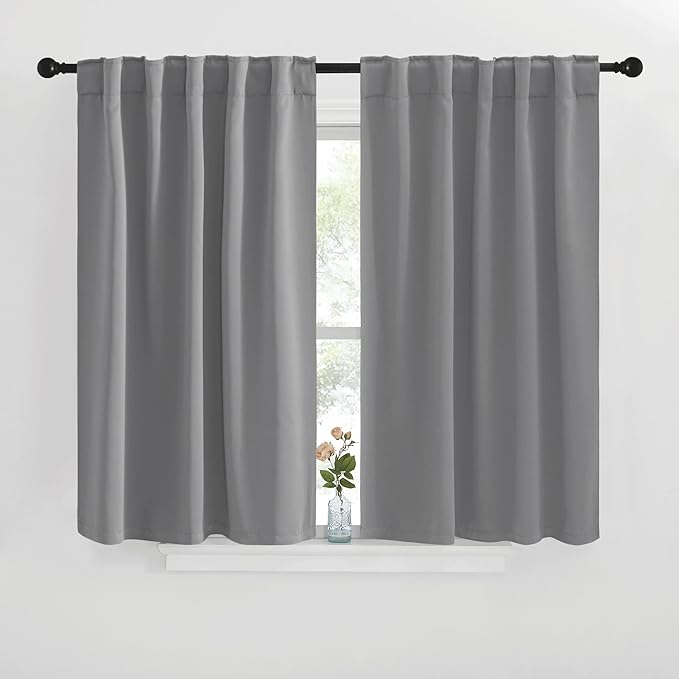 NICETOWN Blackout Curtain Panels for Living Room - (Silver Grey Color) 29x36 inch, 2 Panels Set, Room Darkening Blackout Drapes for Window by NICETOWN