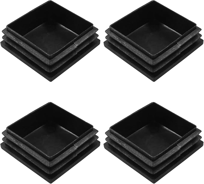 4 Pack 2" Square Plastic Plugs, Black Tubing End Caps Plugs Insert for Square Tube and Furniture Legs by Bonsicoky