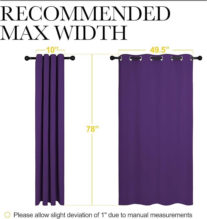 NICETOWN Purple Blackout Curtains 78 inches Long, Niose Reducing and Thermal Insulated Room Darkening Curtains for Girls Bedroom Living Room Window Decoration (55 inches Wide, 2 Panels) - Image 7