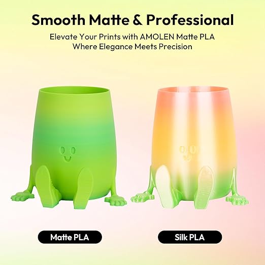 AMOLEN Matte PLA Filament 1.75mm,Bicolor Rainbow Bundle PLA, Smooth Finish Color Change 3D Printing Filament, 600m/s High-Speed Printing, 200g X 4 Pack - Image 5