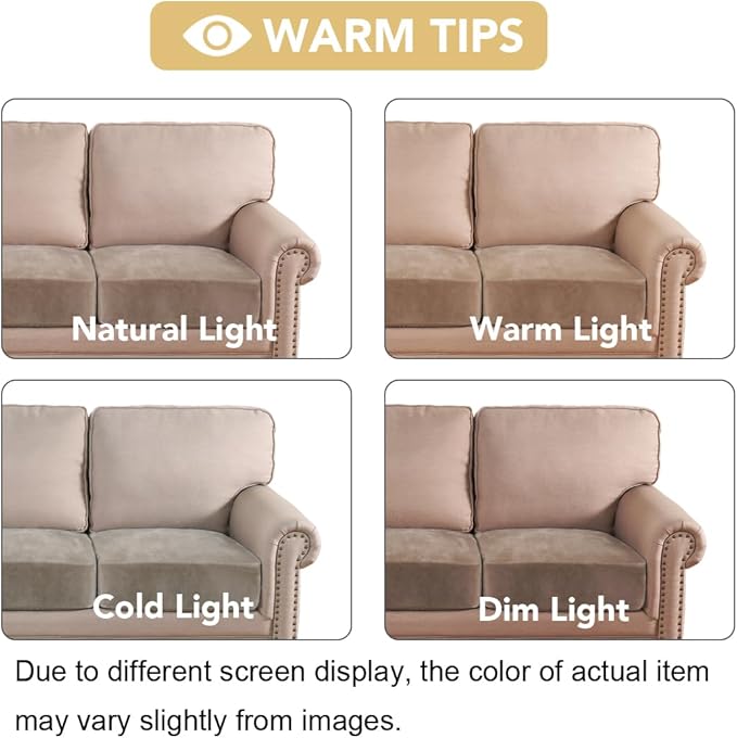 H.VERSAILTEX Velvet Stretch Couch Cushion Cover Plush Cushion Slipcover for Chair Loveseat Sofa Cushion Furniture Protector Seat Cushion Sofa Cover (2 Piece Medium Sofa Cushion Covers, Taupe) - Image 6