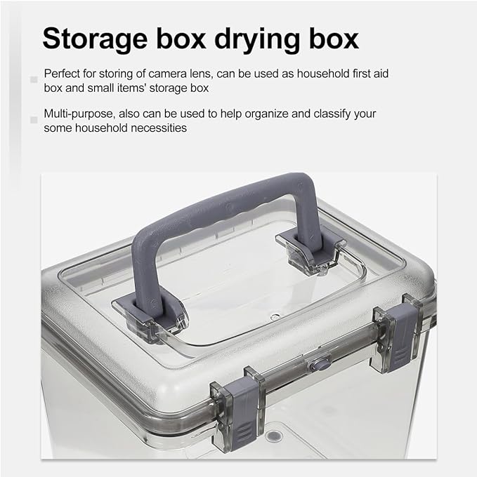 Portable Sundry Organizer for Camera Lens Small Dehumidifying Storage Box with Handle Durable Design for Household Use Versatile Lens Protection and Organization - Image 3