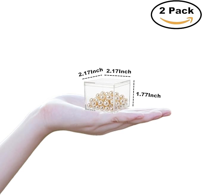 KissYou Small Acrylic Box Clear Boxes with Lid Acrylic Square Cube for Display Jewelry Storage Contanier Party Decorative Box - Image 2