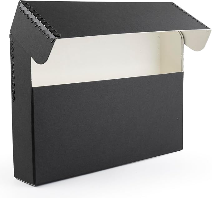 Lineco Archival Document Storage Box with Metal Edge, Acid-Free Black Boxboard, Organize and Store Files, Prints, Photos, Letter-Sized Case 12.5" x 10.5" x 5" Wide by Lineco