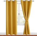 Hiasan Blackout Curtains for Bedroom, 38 x 84 Inches Long - Thermal Insulated & Light Blocking Window Curtains for Living Room, 2 Drape Panels Sewn with Tiebacks, Mustard Yellow by Hiasan