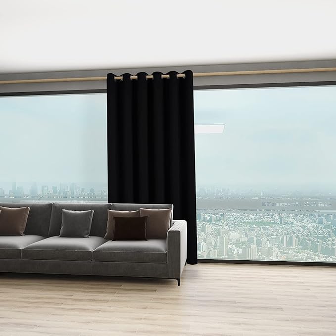 BONZER Room Divider Curtain Grommet Thermal Insulated Wide Blackout Curtains for Bedroom Living Room, 108L x 70W Inch (9L x 5.8W ft), 1 Panel, Black - Image 4