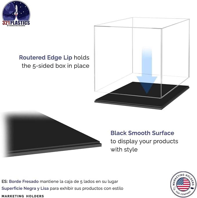 10 Inch Clear Acrylic Display Box with Black Base Versatile Square Merchandise Storage Bin or Retail Product Riser by Marketing Holders - Image 4