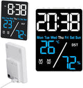 Digital Room Thermometer Hygrometer Alarm Clock, 5.9 inch Desktop Accurate Humidity Temperature Monitor Meter for Indoor Outdoor Kitchen Office Bedroom Livingroom (Battery Not Included) by Kytree
