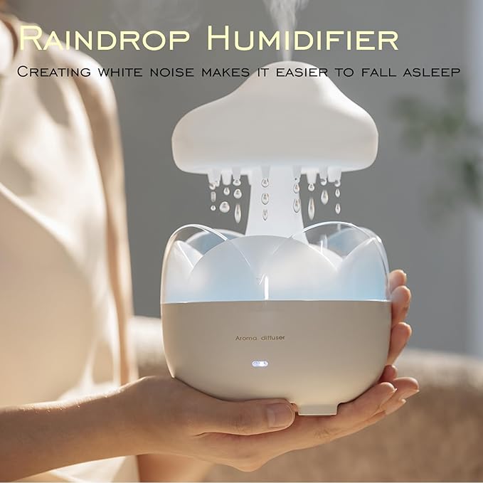 Raindrop Portable Humidifier,Cloud Essential Oil Diffuser,230ml Capacity,Remote Control,with Night Light and Waterless Auto Shut-Off,for Office Room Bedroom Livingroom - Image 2