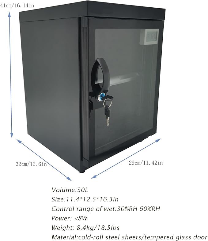 INTBUYING Camera Lens Dry Cabinet 30L Electronic Dry Cabinet for Camera Lens Storage with Lock 2 Layers Intelligent Temperature Humidity LED Screen Noiseless - Image 2