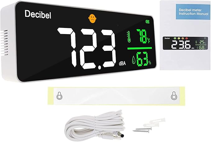 Decibel Meter Wall Hanging Sound Level Meter 11 inch Large LED Display Noise Temperature Humidity Meter with Alarm Icons Indicator Wide Applications for Classroom, Studio, Home, Factory - Image 9
