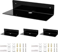 QWORK Acrylic Floating Wall Shelves, 4-Pack 9 Inch Black Adhesive Display Shelf - for Storage & Display of Small Items and Collectibles by QWORK