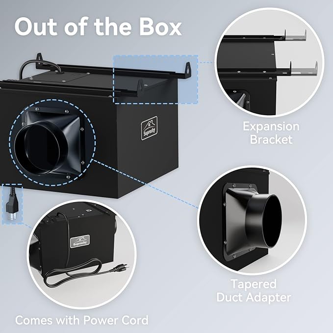 170CFM Ultra Quiet Bathroom Exhaust Fan, Remote Mount In Line Fan VF120, Exhaust Ventilation Fan for Bathroom, Kitchen, Garage and ResidentialVentilation Applications, Black - Image 4