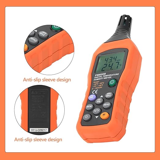 Digital Humidity and Temperature Meter MS6508 Handheld Portable Thermometer Humidity Gauge Meter Monitor with Dew Point and Wet Bulb Backlight LCD Display for Daily Life Industry Agriculture - Image 4