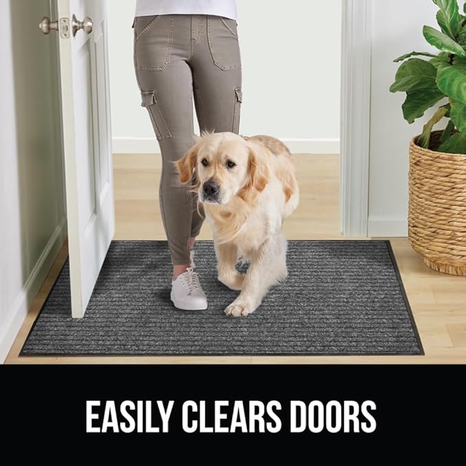 GORILLA GRIP Waterproof Traffic Guard Door Mat, 2 Pack Heavy Duty Entryway Mats, Strong Backing Commercial Rugs for Office Hallway, Garage Floor and Home, Low Profile Carpet, 29x17, Light Grey - Image 5