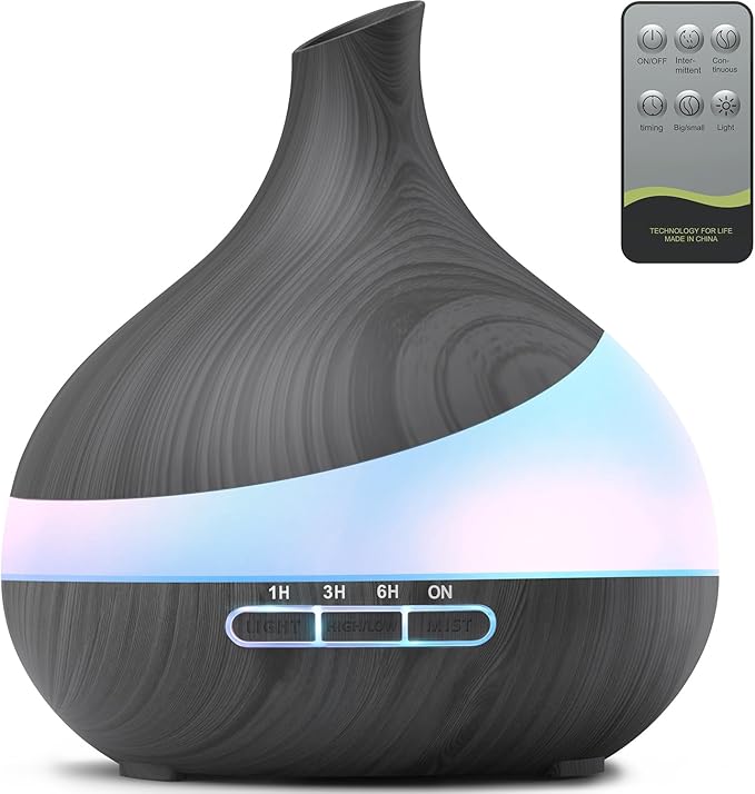 500ML Essential Oil Diffuser: Aroma Diffuser with Remote Control for Hotel Spa Yoga Room - Humidifiers for Bedroom with 14 Colors LED Night Light for Kids/Women Home Relaxation by HJTHJT