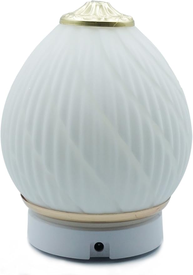 Aroma Diffuser Ultrasonic Essential Oil Aromatherapy Diffusers Stress Relaxing Ceramic Humidifier Adjustable Mist Mode Waterless Auto Shut-Off for Office Home Baby Study Yoga Spa White (Gold) by K-Cliffs
