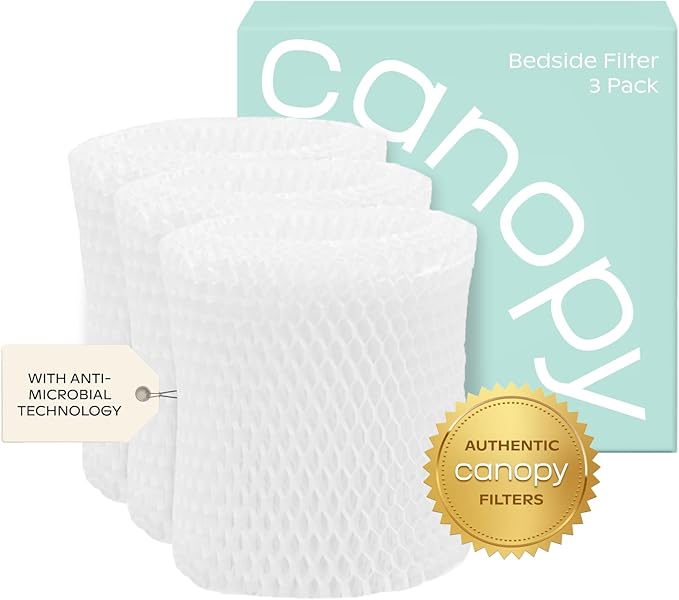 Canopy Original Bedside Humidifier Filters, Replacement Filters - Compatible with Canopy Bedside Humidifiers, Made with Wood Pulp, Paper Filter, Replace Every Six Weeks - Pack of 3 by Canopy