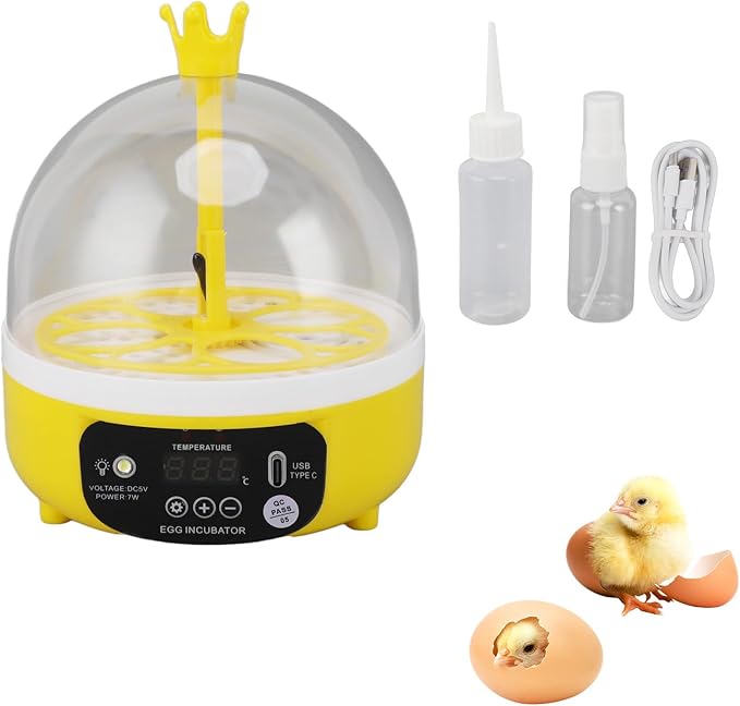 Mini Egg Incubator, 4 Egg Incubator Household Hatching Machine Automatic Temperature Humidity Control for Farm, Classroom, Home Use (Auto Turning) - Image 8