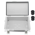 Zulkit Junction Box,IP67 Waterproof Electrical Box Hinged Cover Stainless Steel Buckle Plastic Enclosure for Project w Mounting Plate Wall Bracket and 2 Cable Gland Grey 10.2 x 6.3 x 3.9 Inch by Zulkit