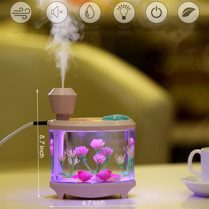 Portable Mini Humidifier, 460ml Cool Mist Small Humidifier, USB Quiet Operation Desktop Humidifiers for Baby Bedroom Travel Office Home, 2 Mist Modes (Pink) - Image 2