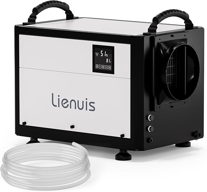 Crawl Space Dehumidifier with Drain Hose, Industry Water Damage Restoration, Auto Defrost, Memory Starting, Remote Control, CSA Listed, 110 Pints Commercial Dehumidifier for Warehouse Whole House by Lienuis