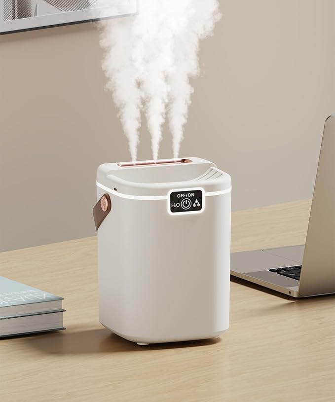 Air Humidifier for Bedroom with Three Spray, 2L Quiet Cool Mist Humidifier for Plants Dorm Room Office Home Car Personal Humidificador with Top Water Inlet & 4 Mist Modes & Night Light by Plilogo